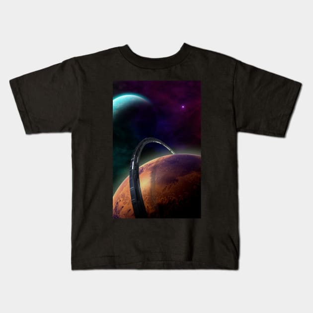 Space Station Ring Kids T-Shirt by Packrat